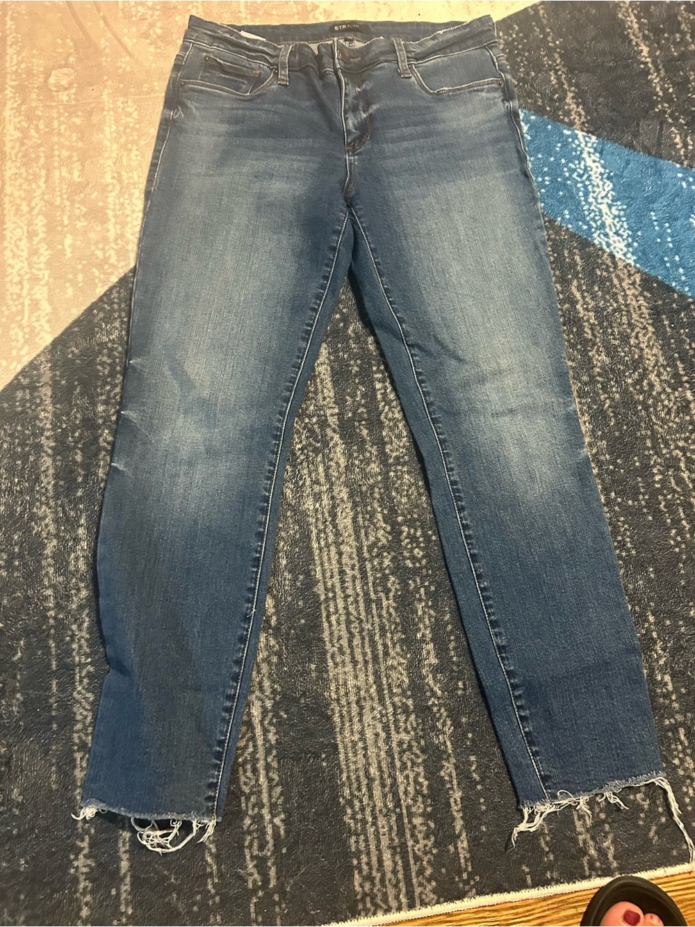 STS Blue Mid Wash Ankle Jeans with Raw Hem